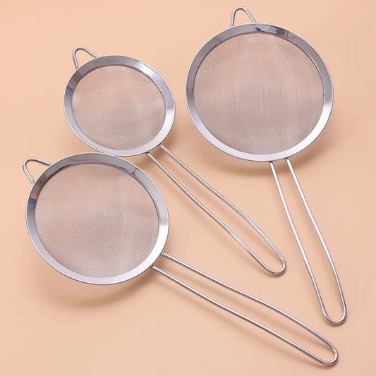 3-Piece Stainless Steel Fine Mesh Strainer Set.