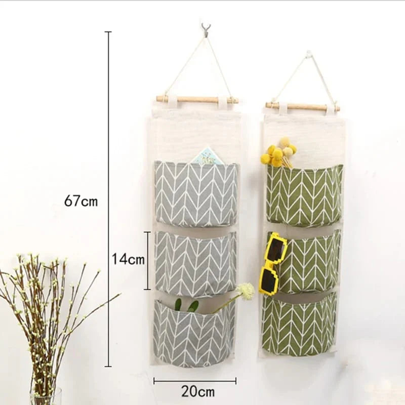 3 Pocket Hanging Storage Bag, Wall Pocket Hanging Holder