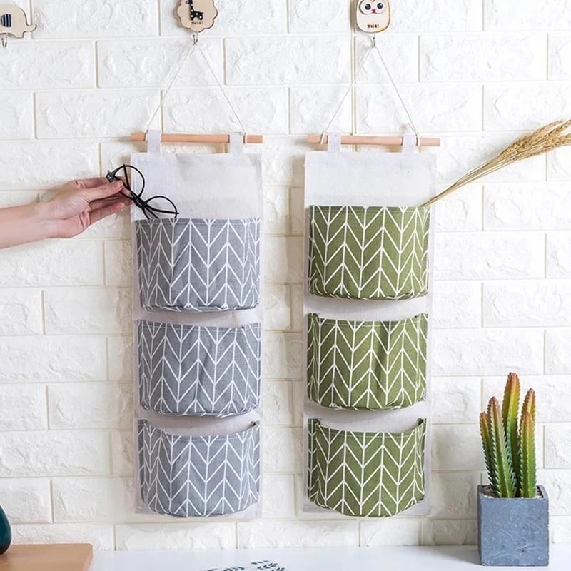 3 Pocket Hanging Storage Bag, Wall Pocket Hanging Holder