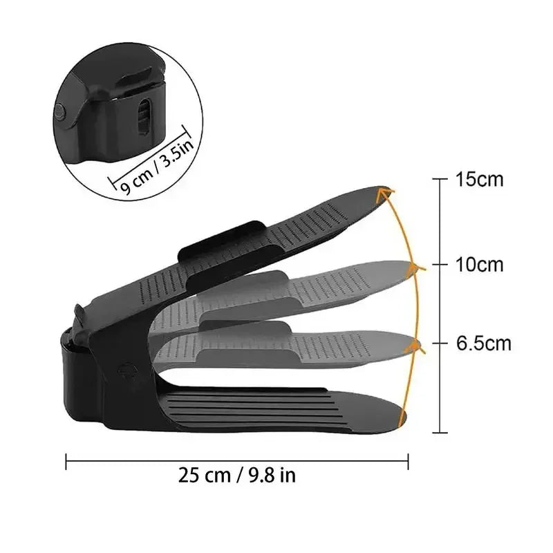 Adjustable Shoe Stacker Shoe Slots.