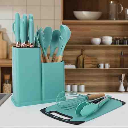 19 PCs Silicon Cooking & Knife Set With Board