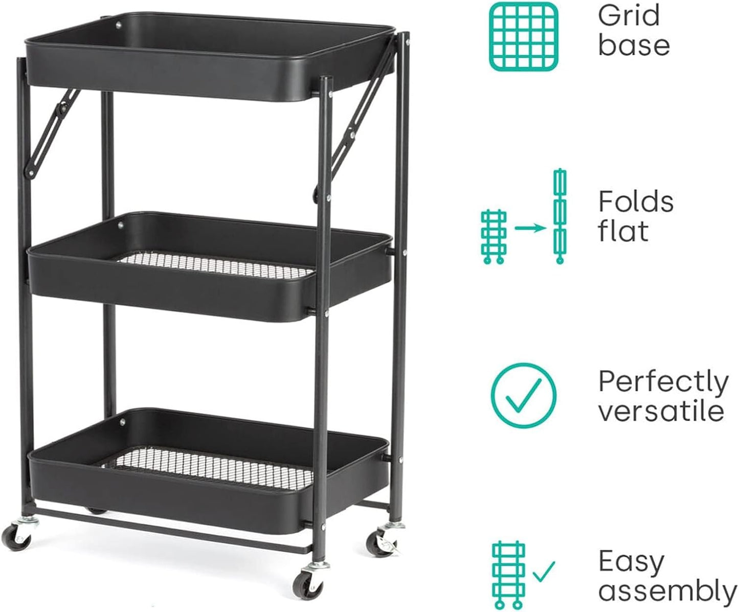 3 Tier Kitchen Shelf Folding Trolley