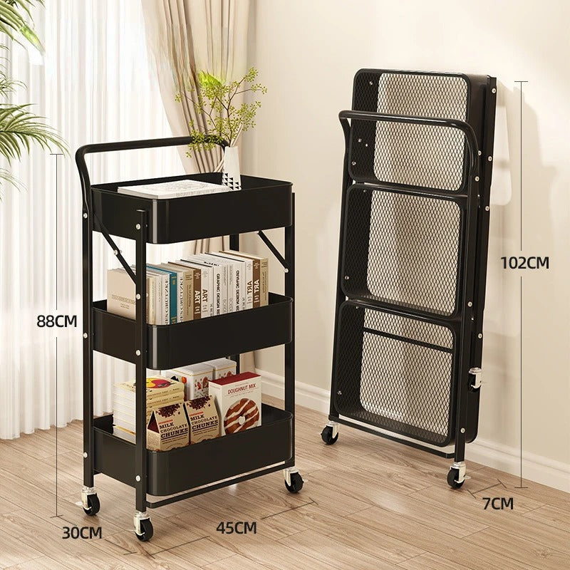 3 Tier Kitchen Shelf Folding Trolley