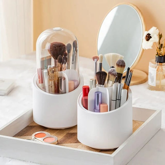 360° Rotating Makeup Brush Storage Unit Box Portable Desktop Cosmetic Organizer