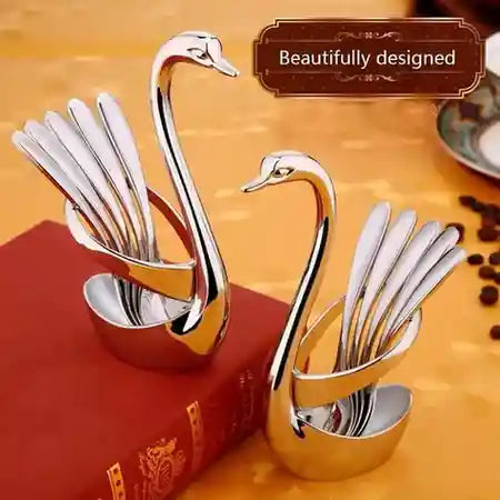 Swan Shape Cutlery Organizer With Spoon