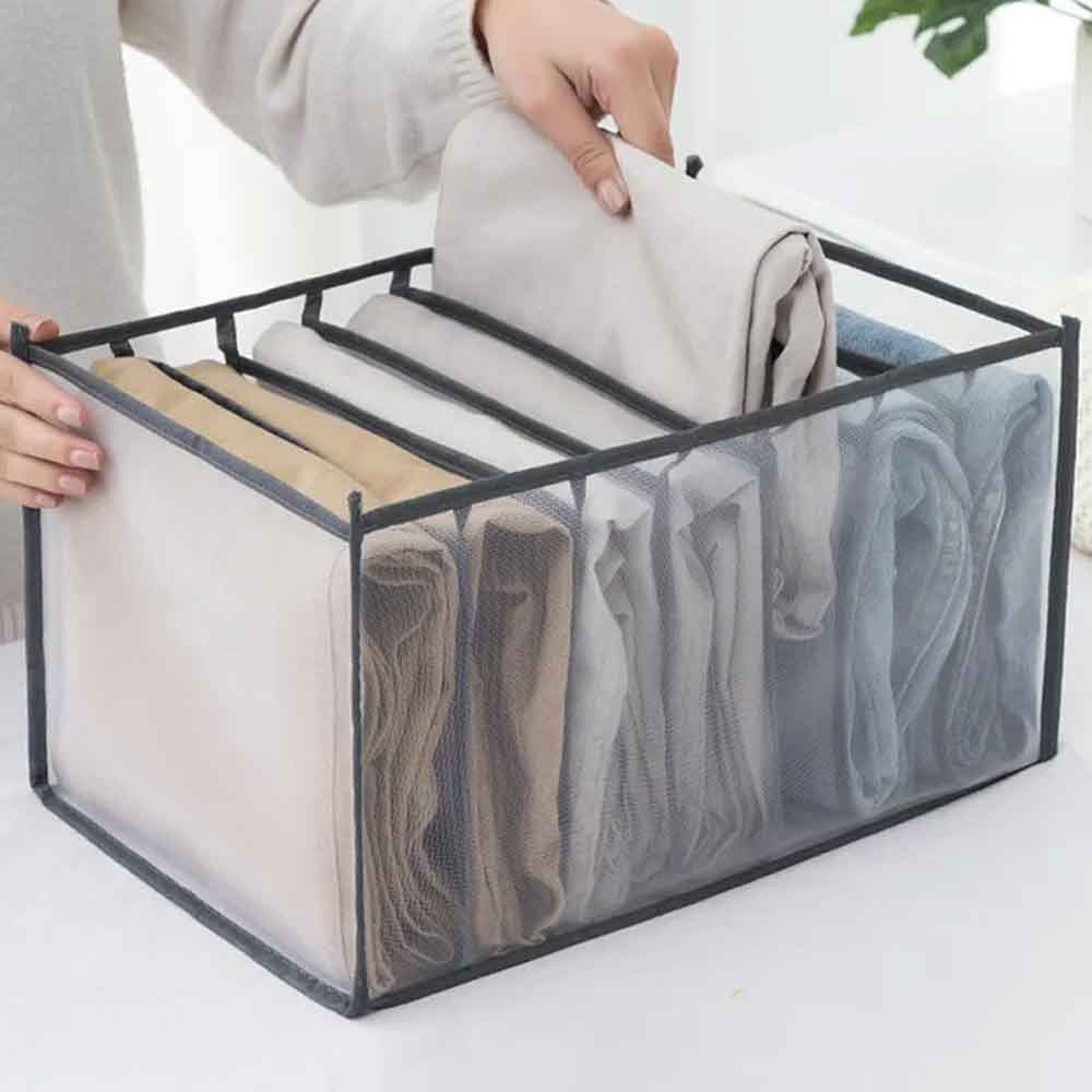 7 Compartments Pants Shirts Storage Clothes Box (Pack of 3)