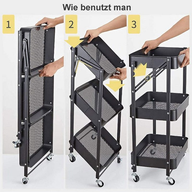 3 Tier Kitchen Shelf Folding Trolley