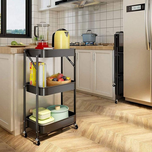 3 Tier Kitchen Shelf Folding Trolley